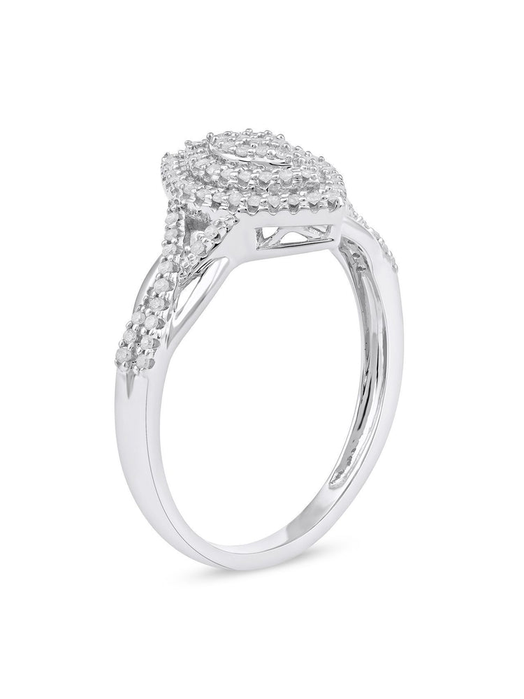 1/4-ct TDW Diamond Cluster Halo Ring