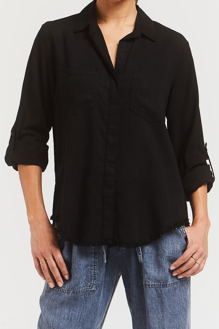 Riley Rolled Tab Sleeve Button Down Shirt Double Chest Pockets