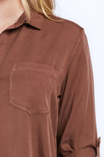 Riley Rolled Tab Sleeve Button Down Shirt Double Chest Pockets