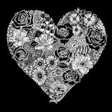 LA Pop Art Women's Word Art T-Shirt - Heart Flowers