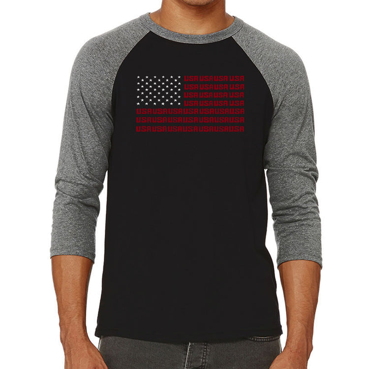 Raglan Baseball Word Art T-shirt - USA Flag