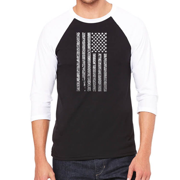 Raglan Baseball Word Art T-shirt - National Anthem Flag