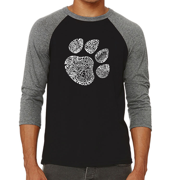 Raglan Baseball Word Art T-shirt - Cat Paw