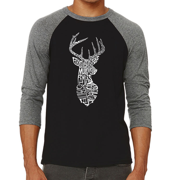Raglan Baseball Word Art T-shirt - Types of Deer