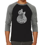 Raglan Baseball Word Art T-shirt - Rock Guitar Head