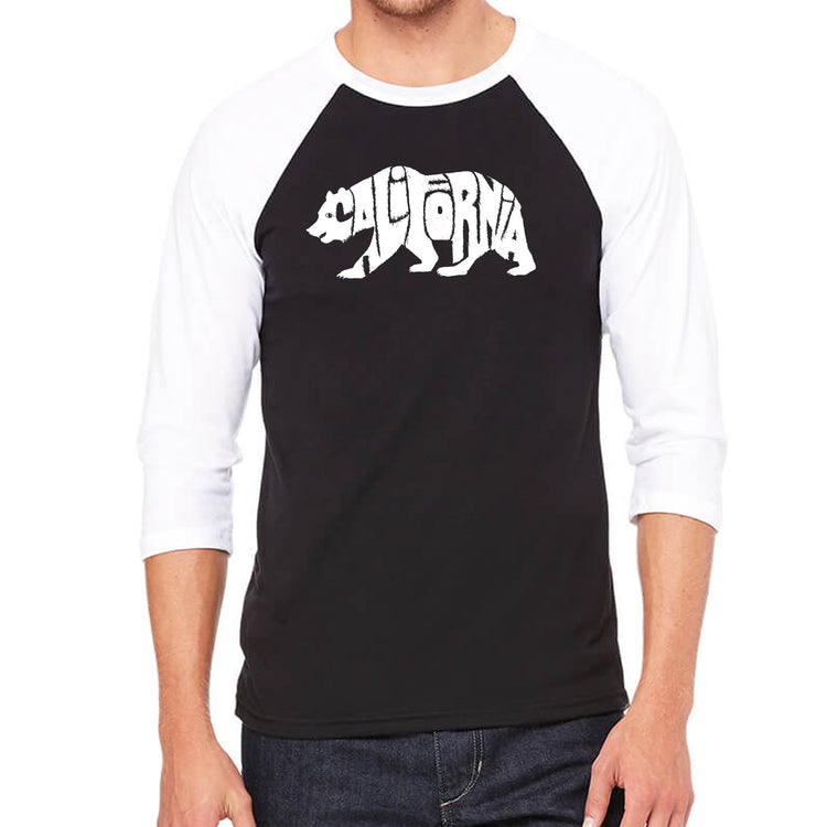 Raglan Baseball Word Art T-shirt - California Bear 2