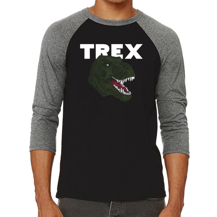 Raglan Baseball Word Art T-shirt - T-Rex Head