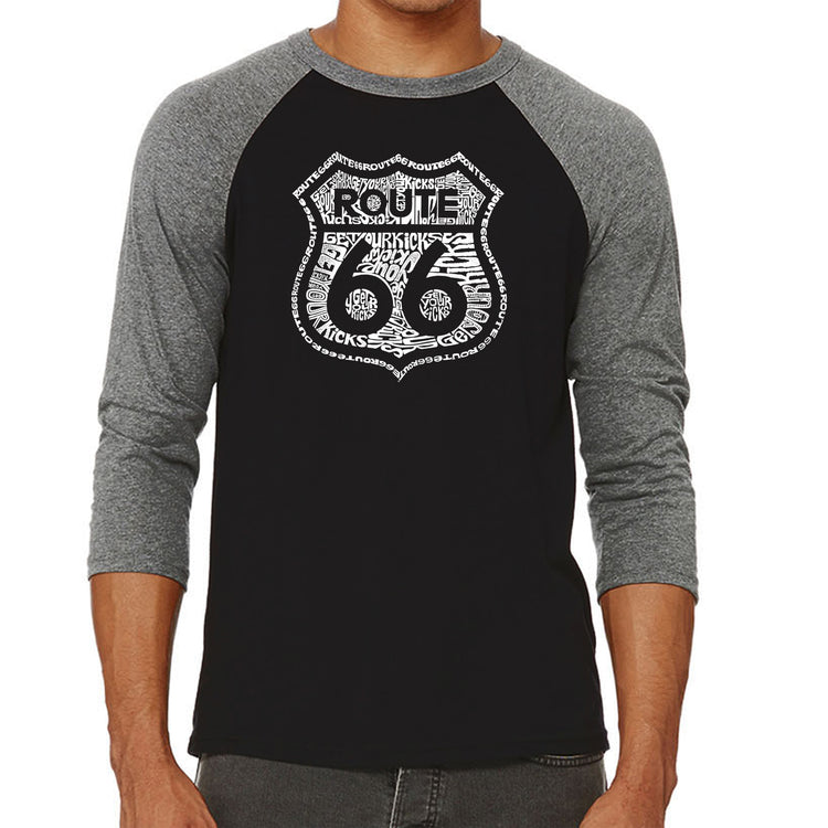 Raglan Baseball Word Art T-shirt - Get Your Kicks on Route 66