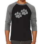 Raglan Baseball Word Art T-shirt - Woof Paw Prints