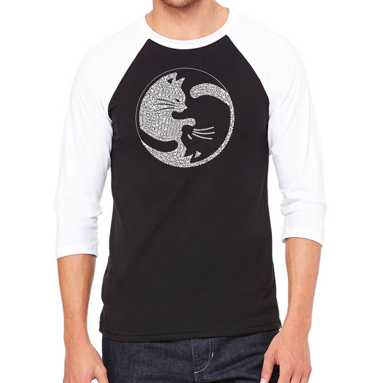 Raglan Baseball Word Art T-shirt - Yin Yang Cat