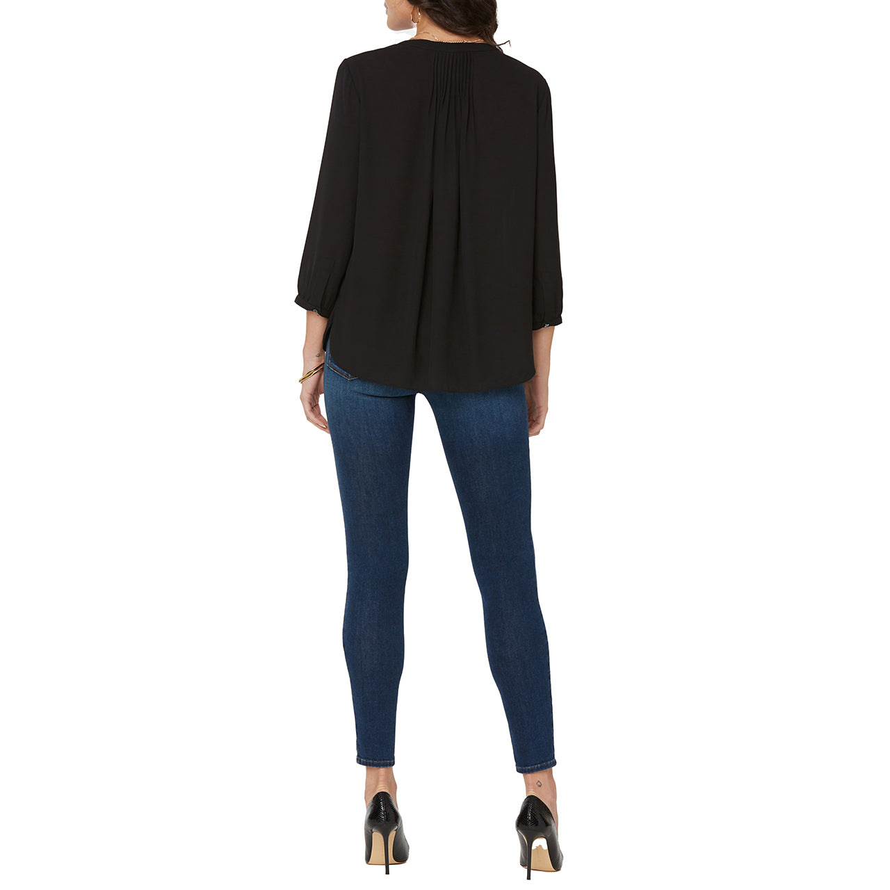  NYDJ Pintuck Blouse - Black - Bonton