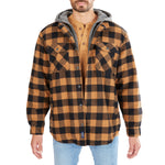 Sherpa-Lined Hooded Flannel Shirt Jacket