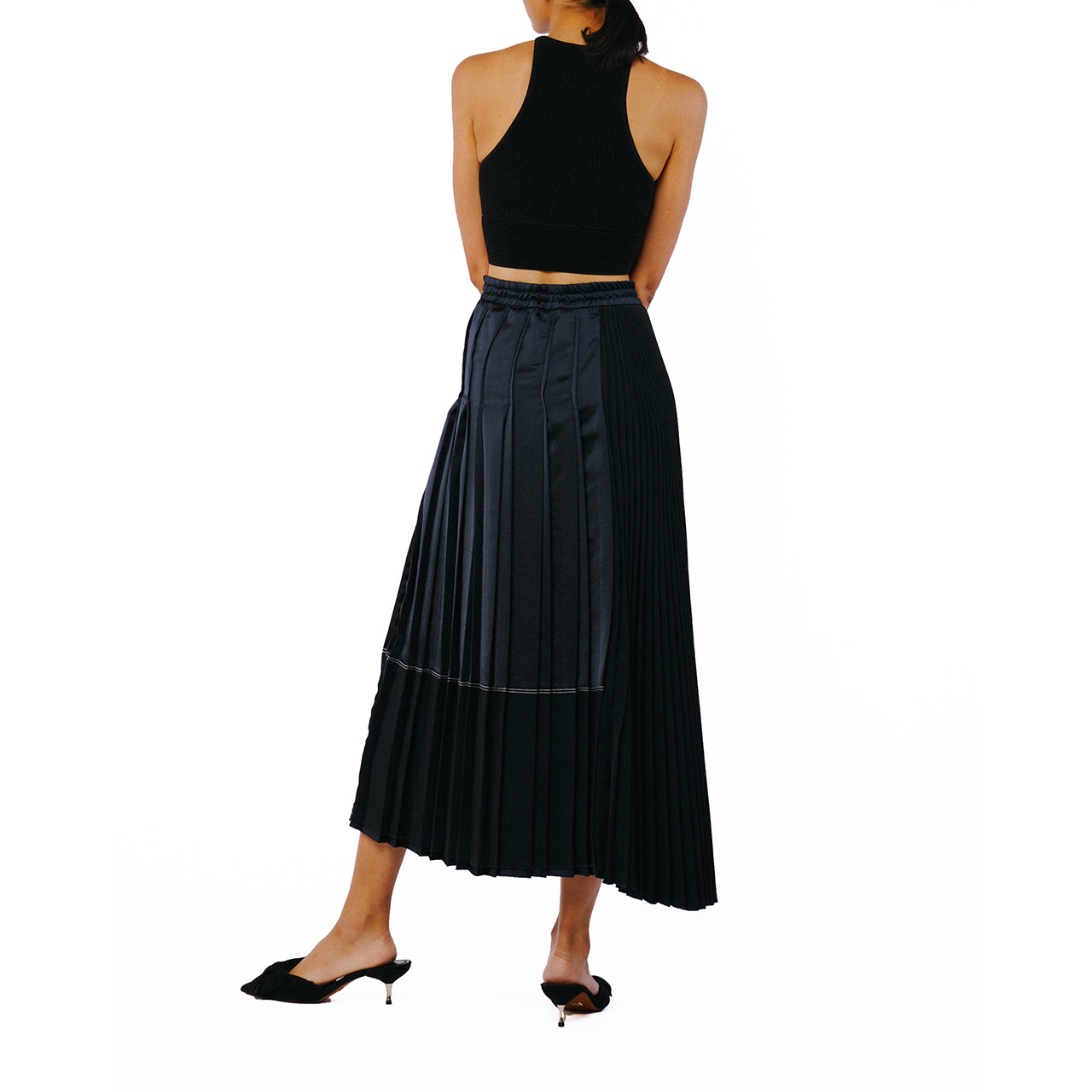  Ciebon Wren Pleated Block Skirt - Navy - Bonton