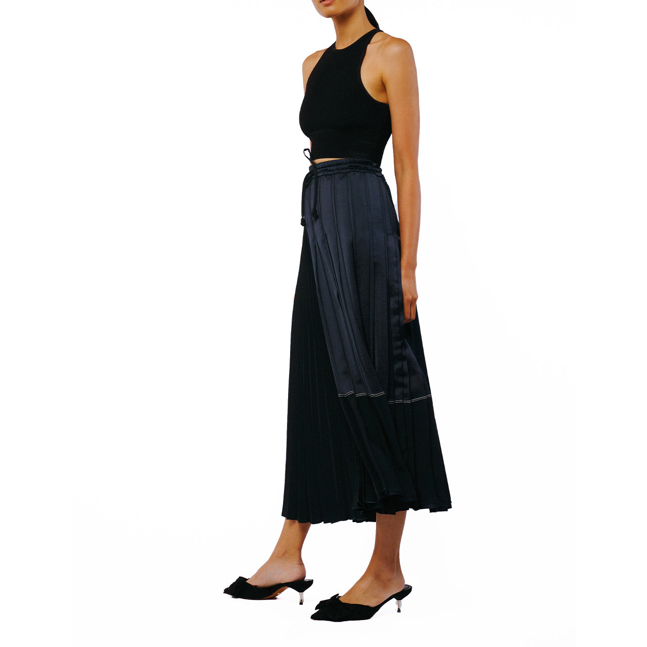  Ciebon Wren Pleated Block Skirt - Navy - Bonton