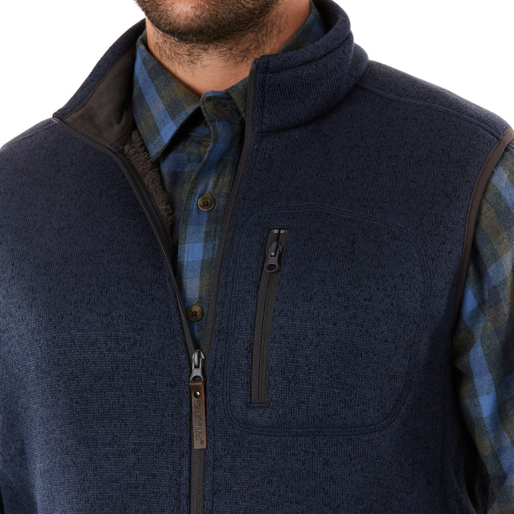 Sherpa-Lined Sweater Fleece Vest with Zip Pockets