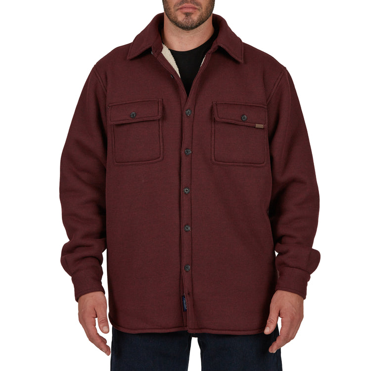 Sherpa-Lined Heather Thermal Shirt Jacket