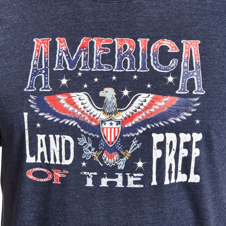 Short Sleeve Crew Neck Patriotic Tee-Shirt - Land of the Free