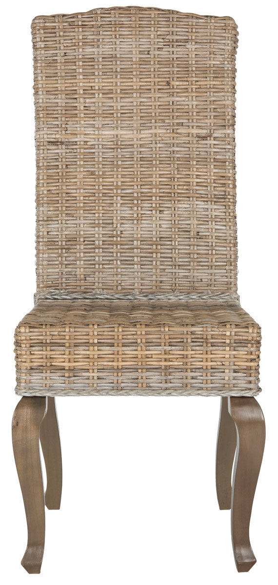  Safavieh Milos Rattan Dining Chair Set of 2 - White Washed - Bonton