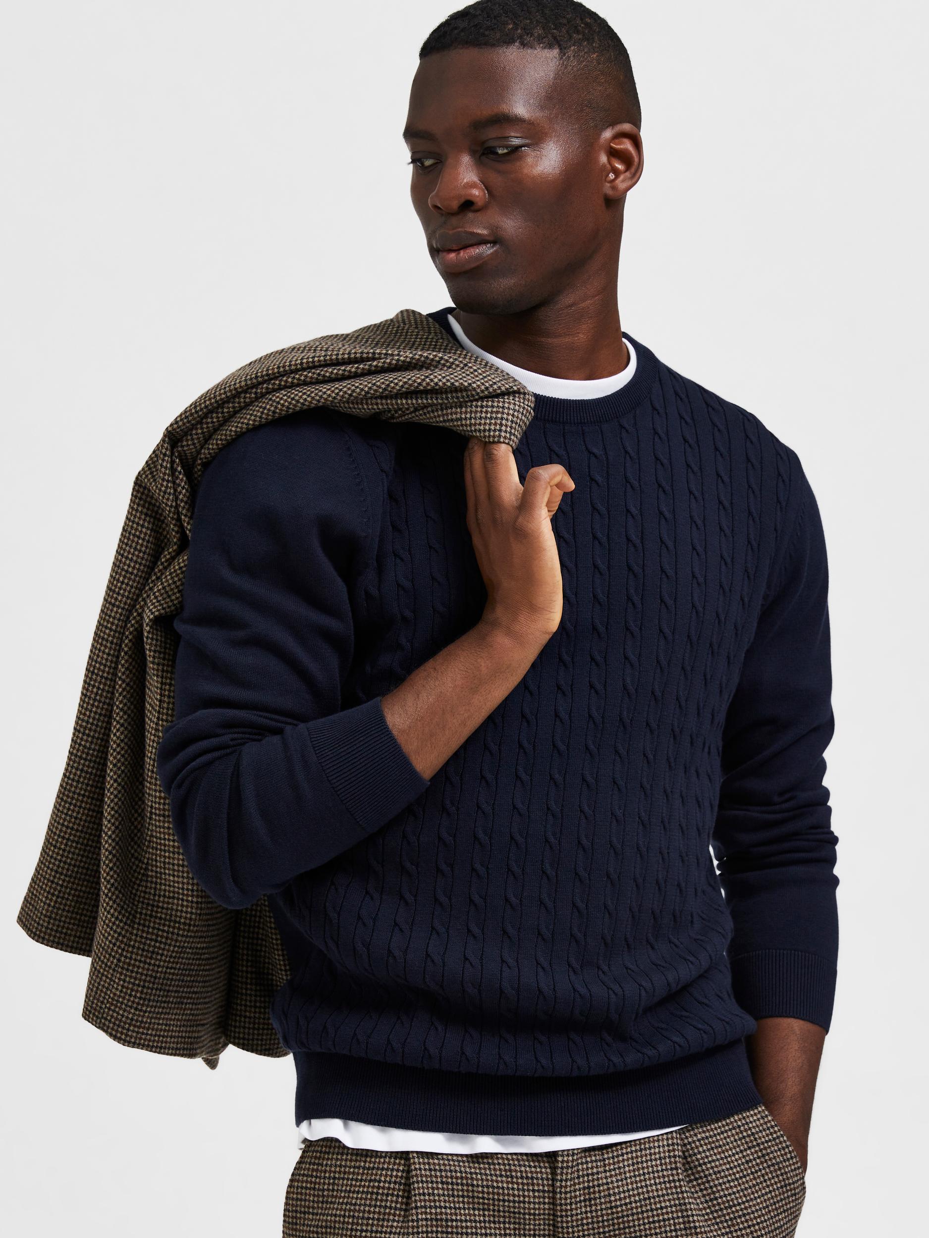  Aiko Knit Cable Crew - Sky Captain - Bonton