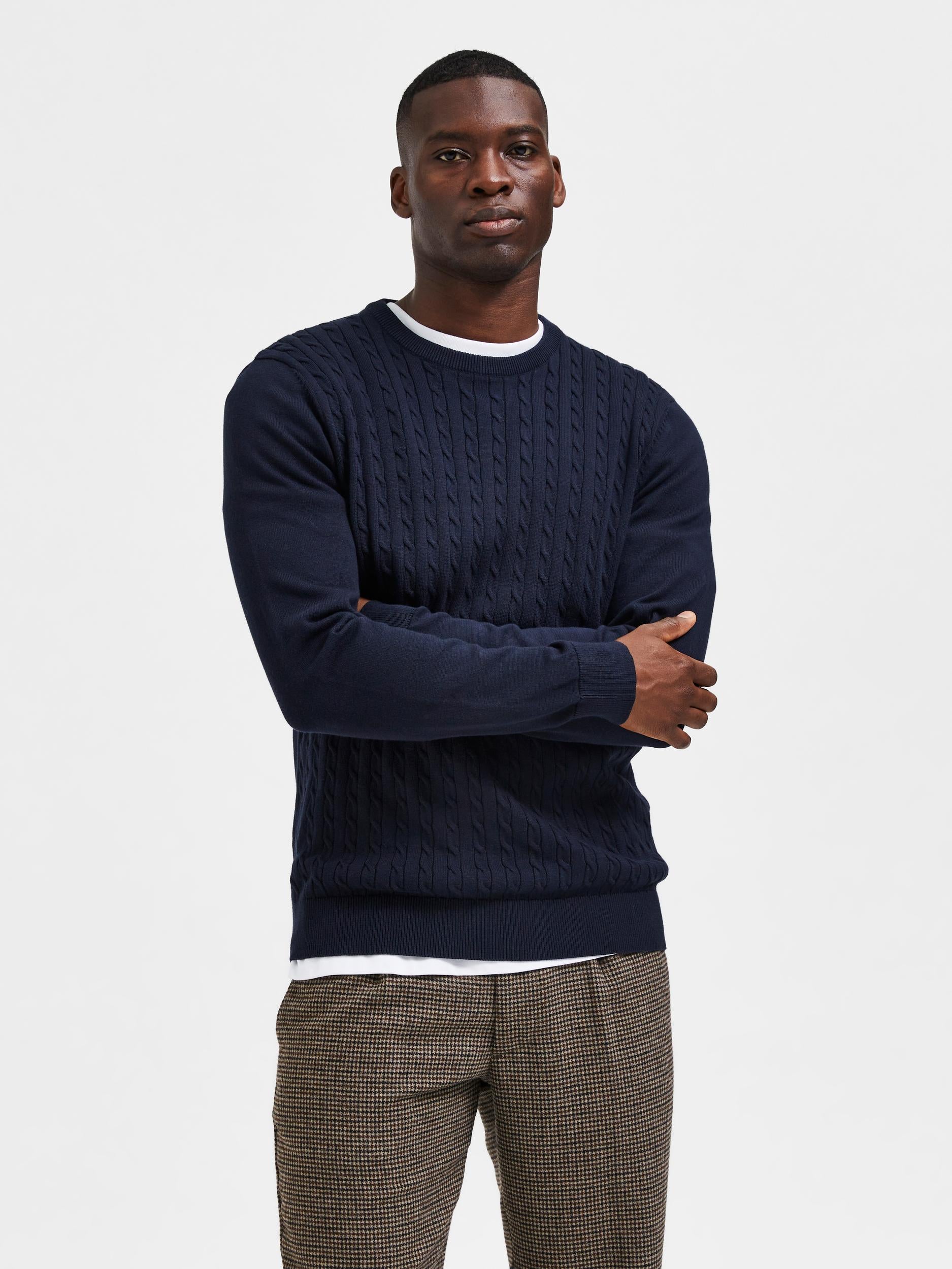  Aiko Knit Cable Crew - Sky Captain - Bonton
