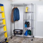 Rolling Closet with Garment Bar and Shelves