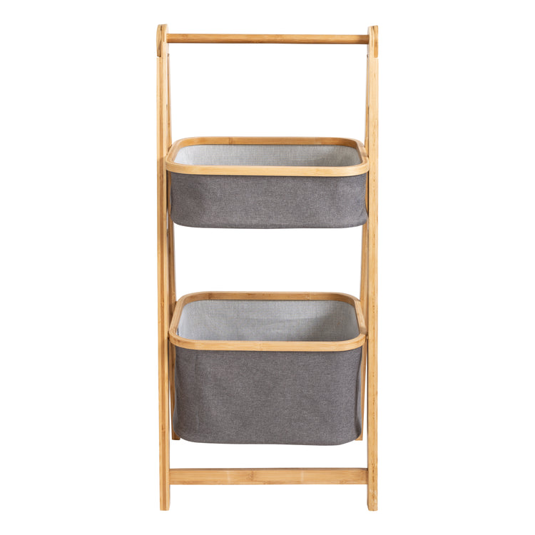 Small Bamboo & Canvas 2-Tier Collapsible A-Frame Shelving Unit
