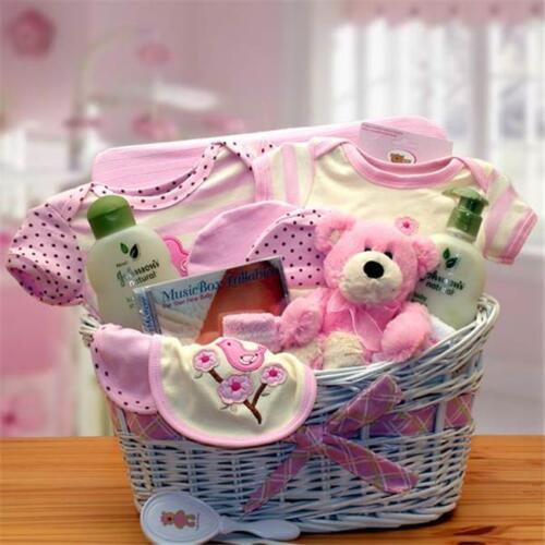 Jungle Safari New Baby Gift Basket - Pink - baby bath set -  baby girl gifts - new baby gift basket - baby gift baskets - baby shower gifts