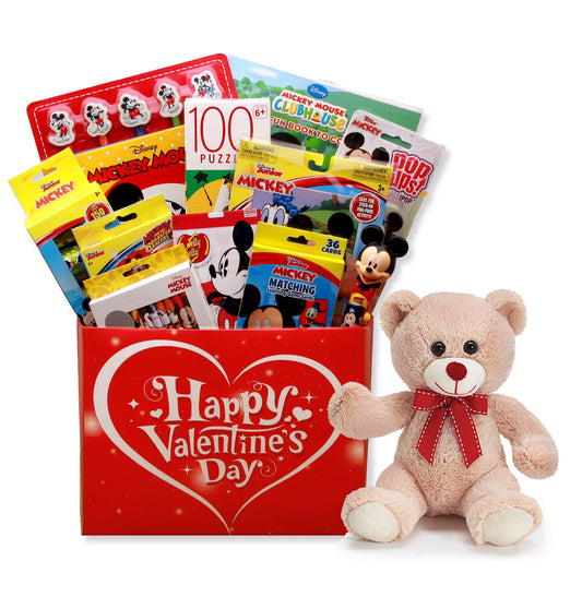 Disney Mickey & Friends Valentine's Gift Box w/ teddy Bear Plush - valentines day candy - valentines day gifts - valentines day gifts for kids