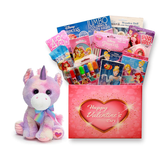 Disney Princess Valentines Gift Box w- Unicorn Plush - valentines day candy - valentines day gifts - valentines day gifts for kids