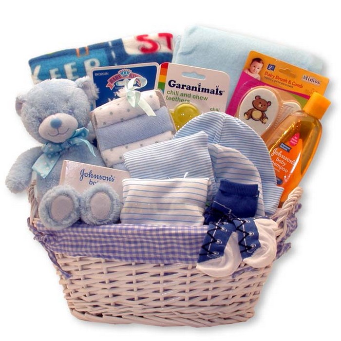 Simply Baby Necessities Basket - Blue - baby bath set -  baby boy gift basket - new baby gift basket - baby gift baskets - baby shower gifts
