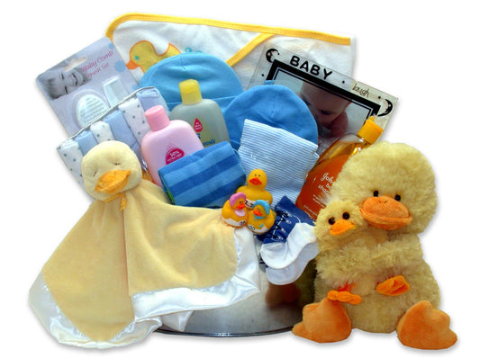 Deluxe Bath Time Baby New Baby Basket - Blue - baby bath set -  baby boy gift basket - new baby gift basket - baby gift baskets - baby shower gifts
