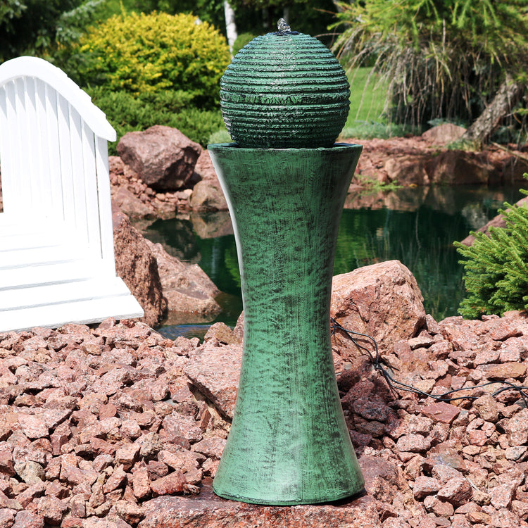Polyresin Desert Spring Solar Powered Water Fountain with Battery Backup, Submersible Pump, and Panel - 30"