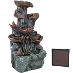 Solar Powered Tiered Driftwood and Flourishing Stem Rock Fountain with LED Light - 29"