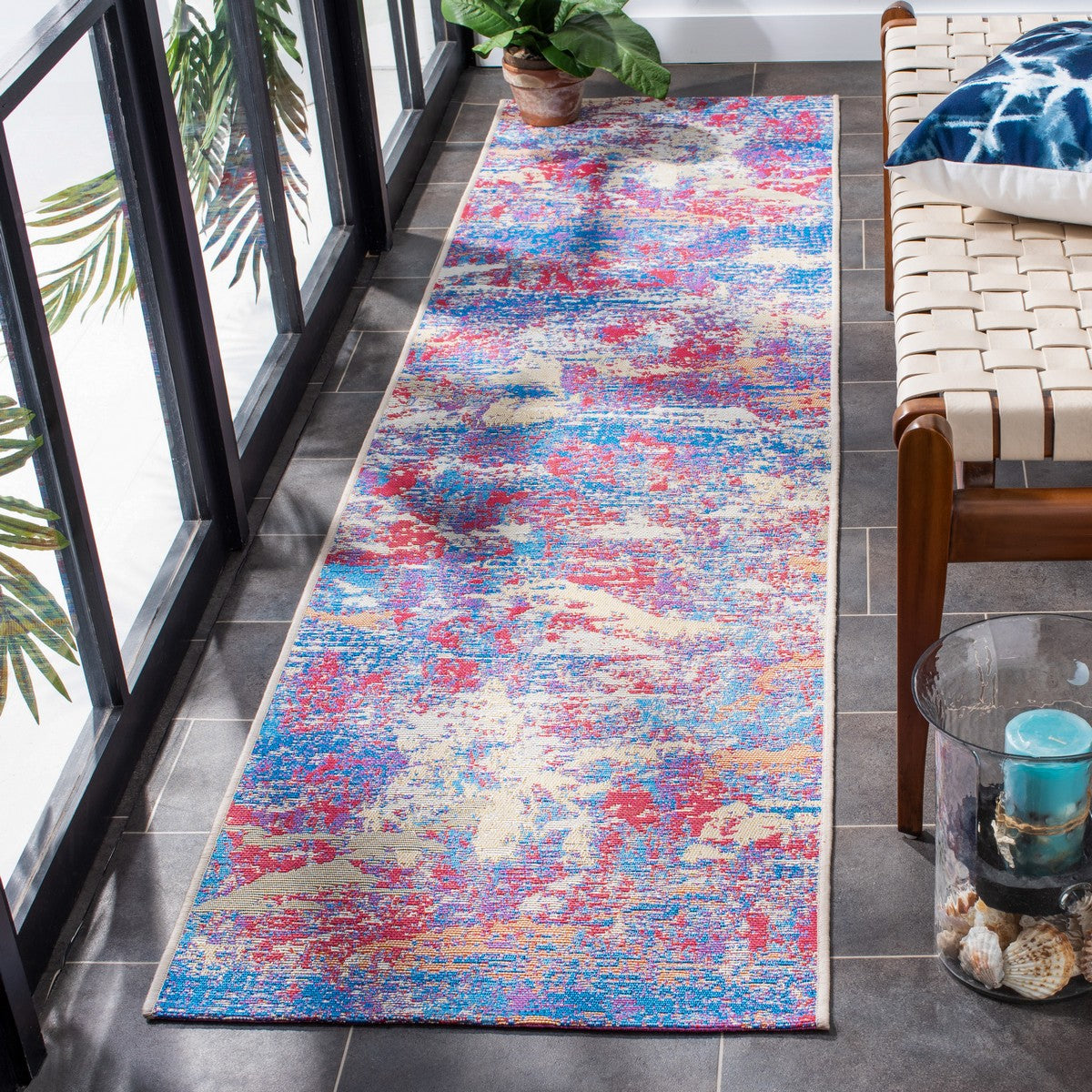  Safavieh Summer 409 Indoor / Outdoor Rug - Blue / Red - Bonton