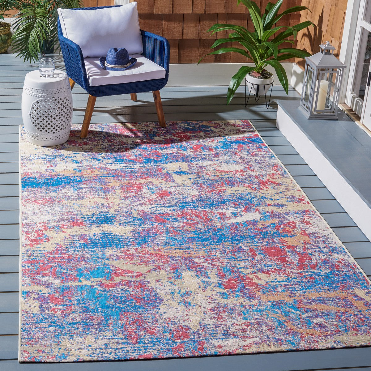  Safavieh Summer 409 Indoor / Outdoor Rug - Blue / Red - Bonton