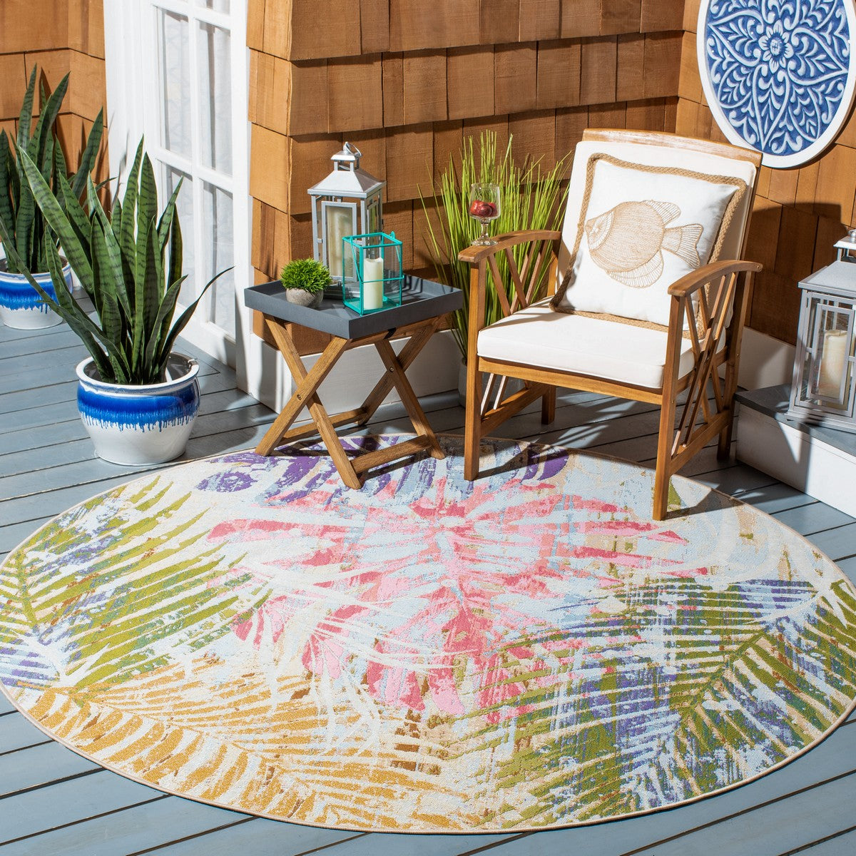  Safavieh Summer 487 Indoor / Outdoor Rug - Blue / Beige - Bonton