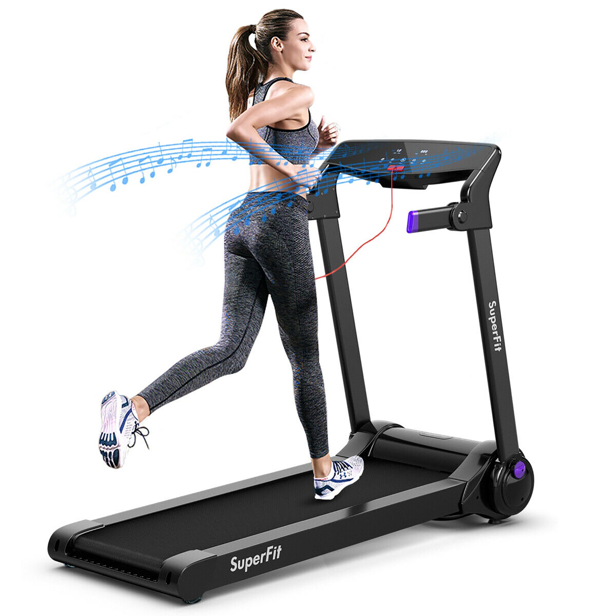  3 Horsepower Folding Electric Treadmill Running Machine with  Speaker - Silver - Bonton