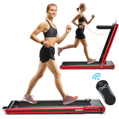 2-in-1 Folding Treadmill 2.25 Horsepower Jogging Machine with  Dual LED Display