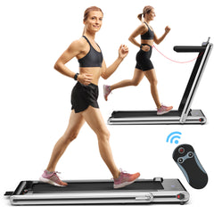 2-in-1 Folding Treadmill 2.25 Horsepower Jogging Machine with  Dual LED Display