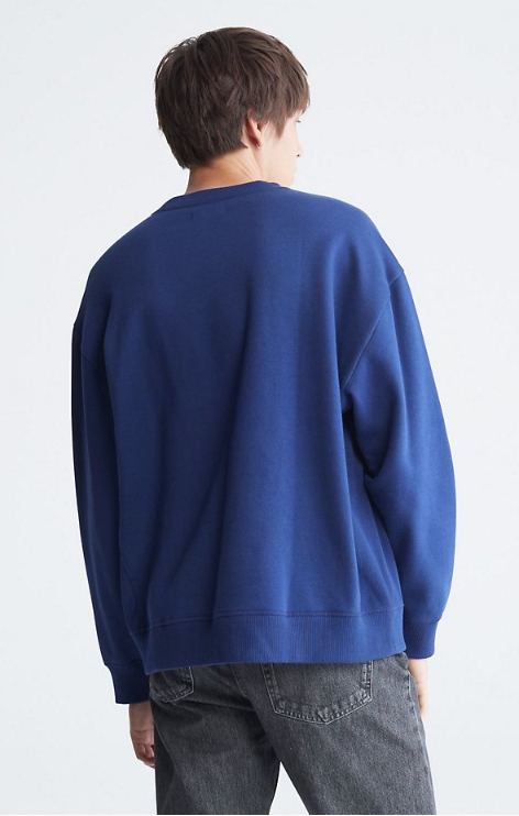  Calvin Klein Long Sleeves Archive Logo Fleece Crewneck - Beacon Blue - Bonton