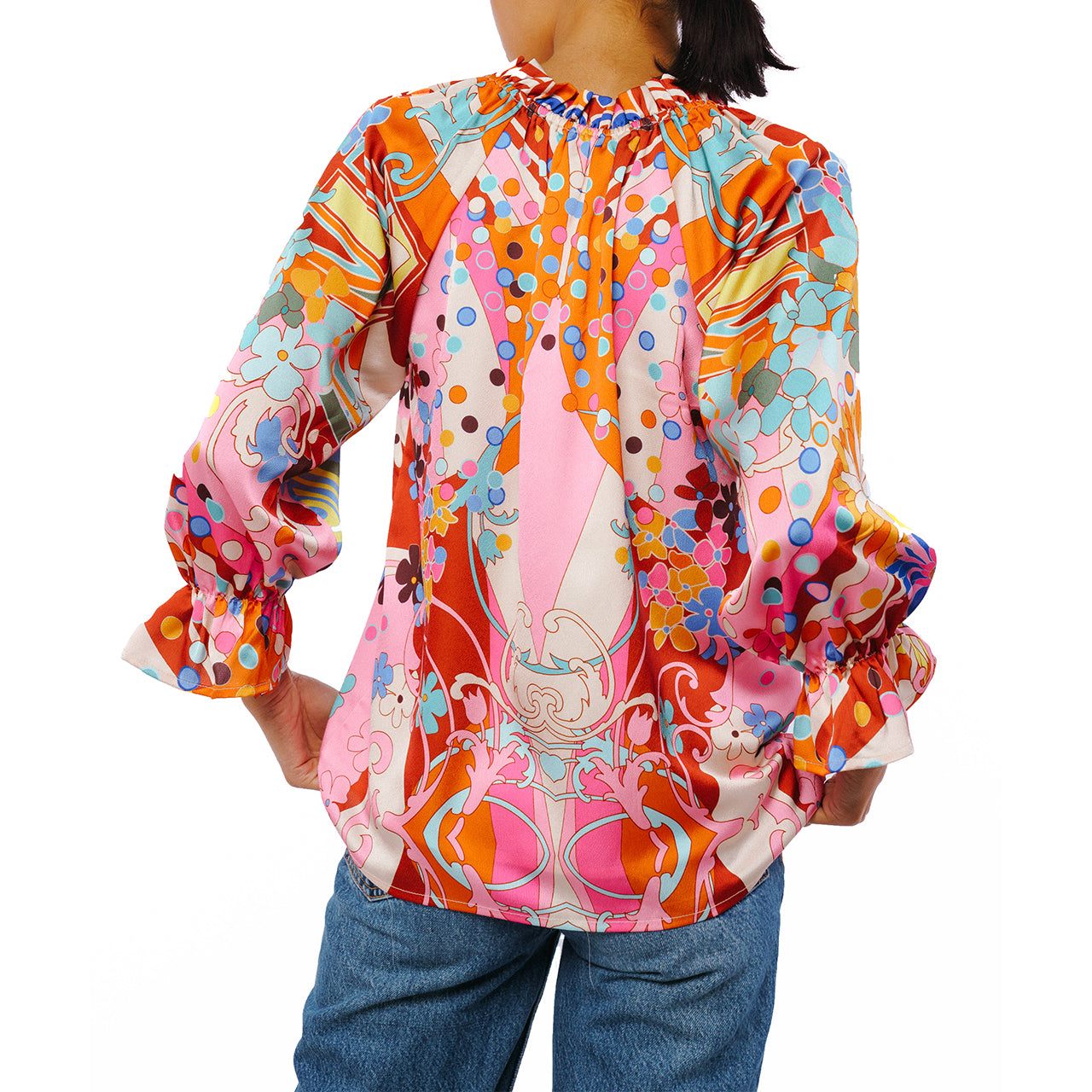  Faustina Abstract Print Popover Top - Multi - Bonton