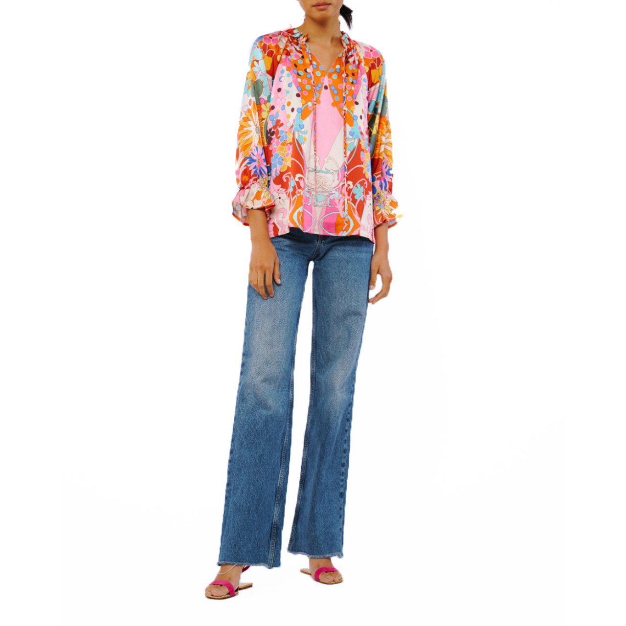  Faustina Abstract Print Popover Top - Multi - Bonton