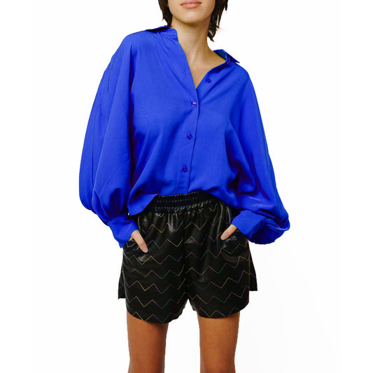 Amira Oversized Button Down Satin Top