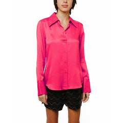 Jacque Collared Button Down Satin Top