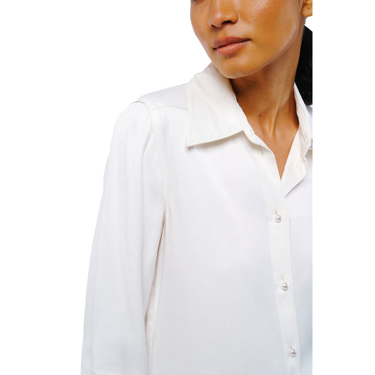 Jacque Collared Button Down Satin Top