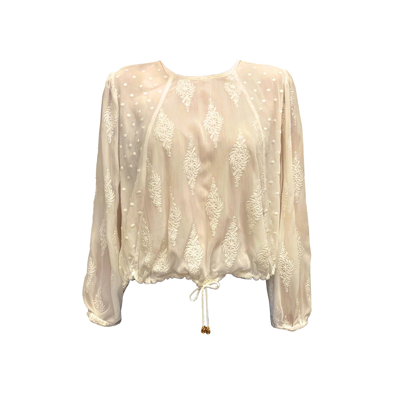  Tomlin Mix Media Embroidery Popover Top - Off White - Bonton