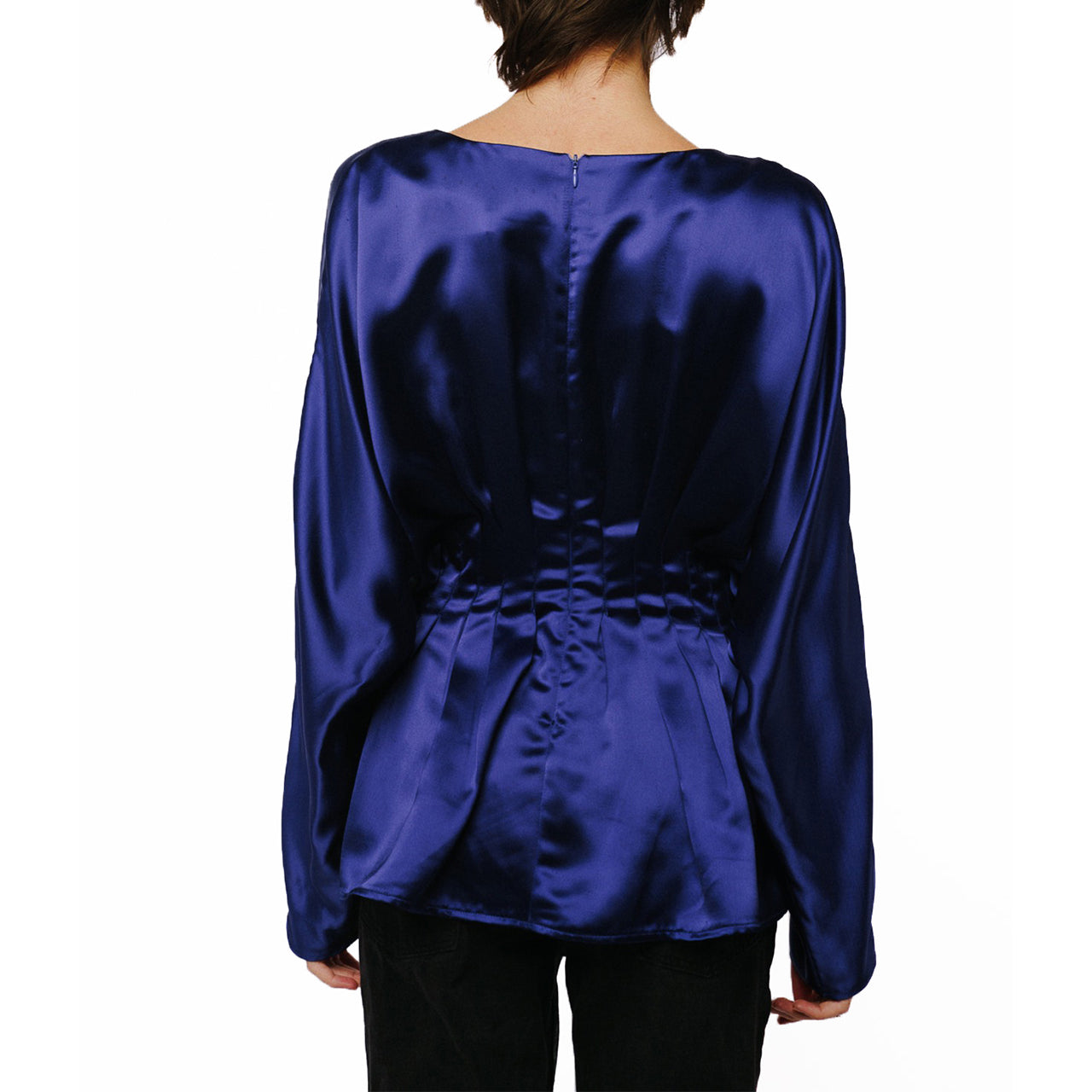  Viera Pintuck Effect Batwing Top - Cobalt - Bonton