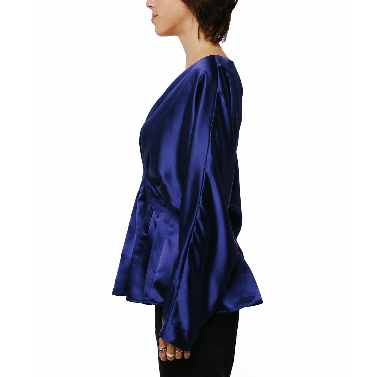  Viera Pintuck Effect Batwing Top - Cobalt - Bonton