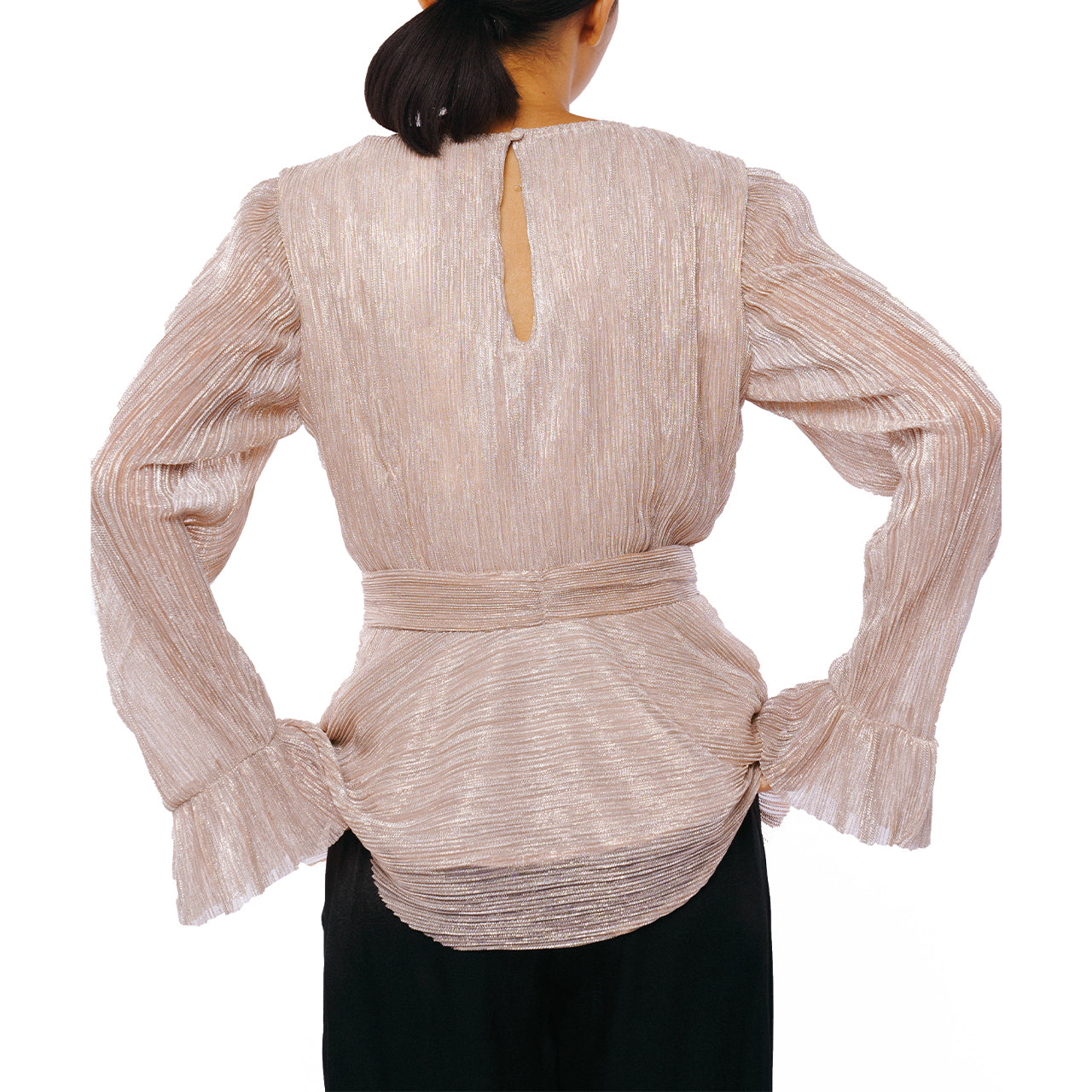  Ciebon Gillisa Tie Front Glitter Top - Gold - Bonton