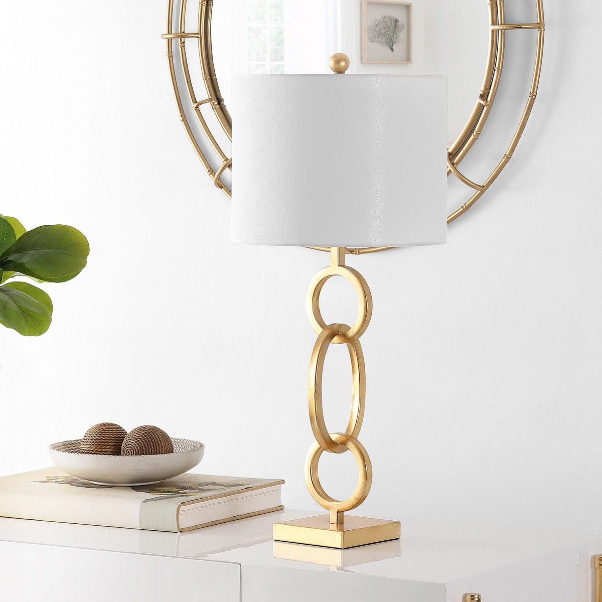  Safavieh Alaia Iron Table Lamp - White - Bonton